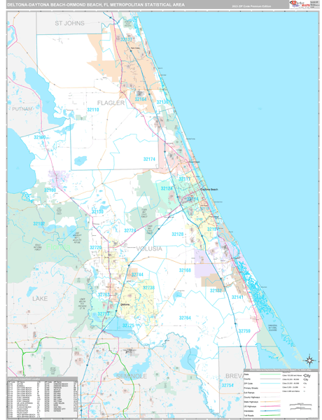 Deltona-Daytona Beach-Ormond Beach, FL Metro Area Wall Map